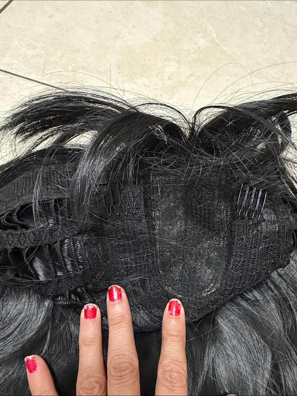 Black Synthetic Wig with Bangs